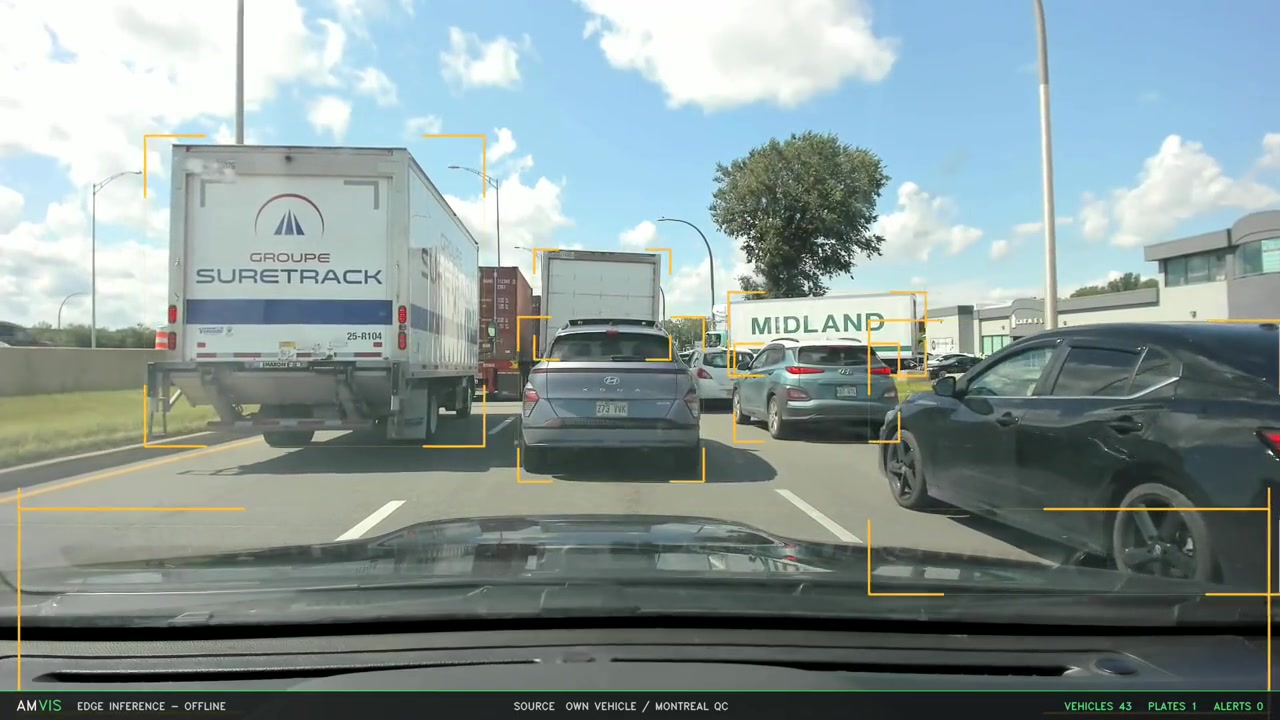 AMVIS tracking many vehicles on a Montreal highway